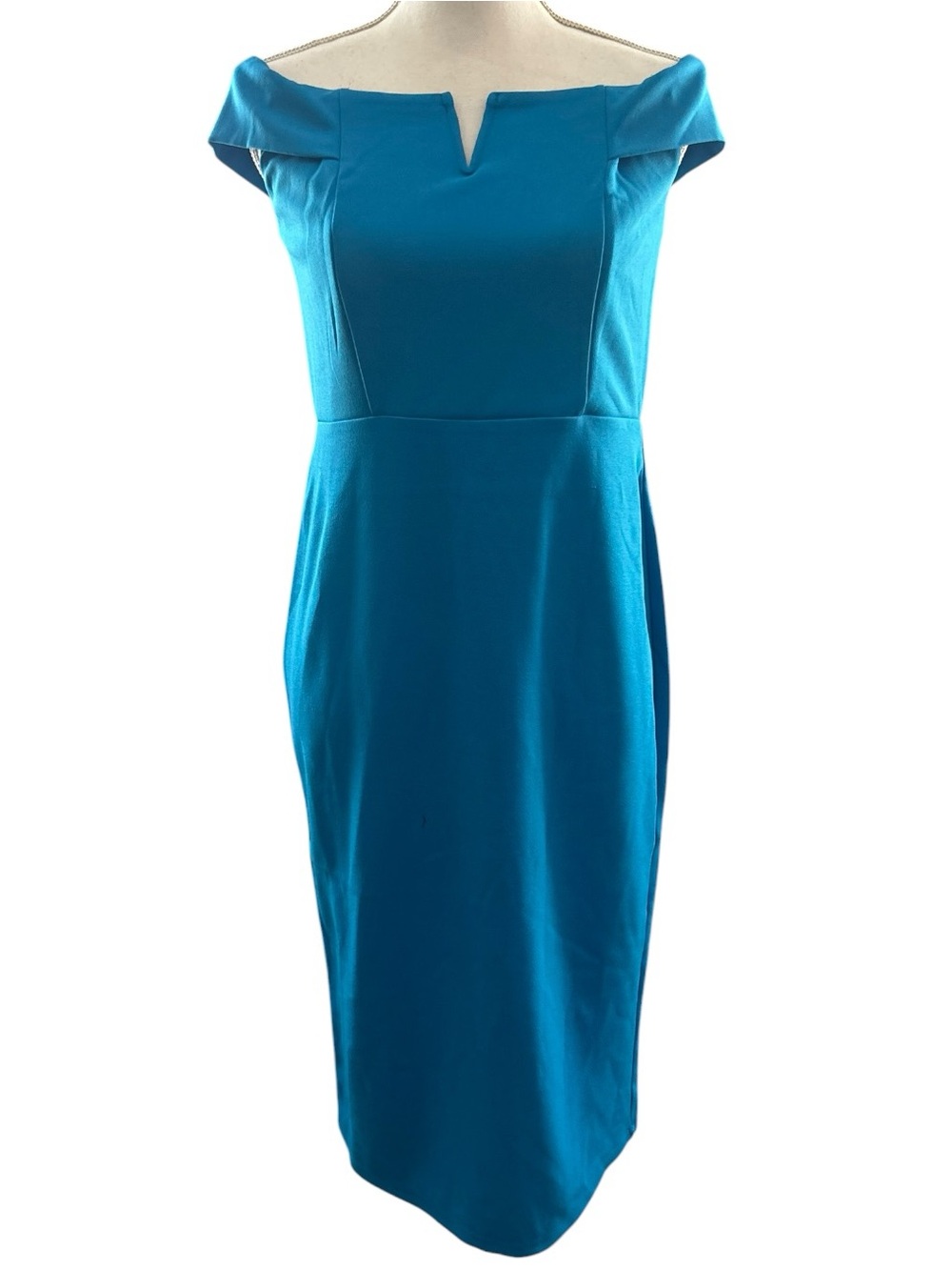 Love by Design Cerulean Blue Off-The-Shoulder Midi Sheath Dress
